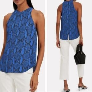 A.L.C. NWT Anise Snakeskin-Printed Tank Top Blue Black Python Viscose size 0